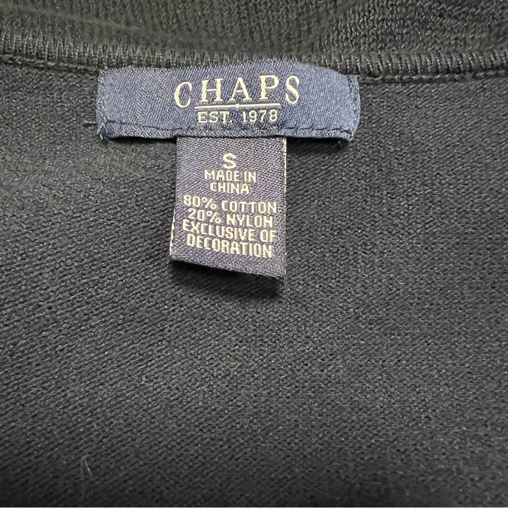 Chaps Navy Button Up Ruffle Front Top - image 7